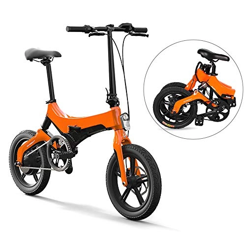 Bicicletas eléctrica : Lhlbgdz Bicicleta eléctrica Plegable 16 Pulgadas 250W Motor Frenos de Disco Doble Asistir ciclomotor eléctrico E-Bike, Naranja