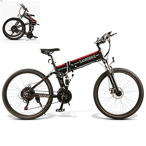 Bicicletas eléctrica : Lhlbgdz Bicicleta eléctrica Plegable 26 Pulgadas Power Assist Bicicleta eléctrica E-Bike 48V 500W Motor, Negro