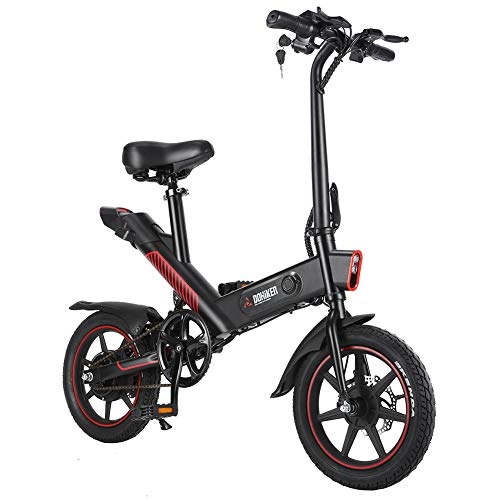 Bicicletas eléctrica : Lhlbgdz Bicicleta eléctrica Plegable 350W 36V Bicicleta eléctrica Impermeable 14 '' Rueda 10Ah Batería Recargable 3 Modos LED Faro, Negro