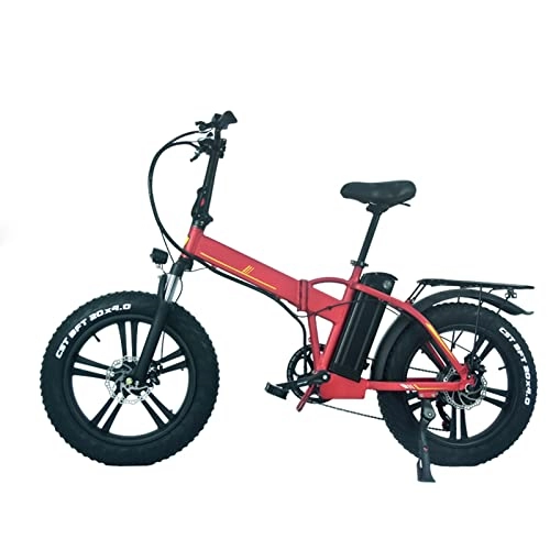 Bicicletas eléctrica : Liu Yu·casa creativa Bicicleta eléctrica 500W Plegable 20 Pulgadas 4.0 neumático Gordo MAX 45km / H 48w Bicicleta eléctrica eléctrica de la Playa de la Bicicleta eléctrica. (Color : Rojo)
