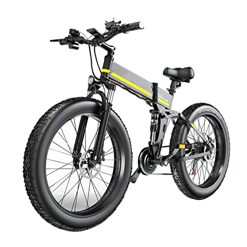 Bicicletas eléctrica : Liu Yu·casa creativa Bicicleta eléctrica Plegable portátil 1000W 48V Bicicleta eléctrica 26 Pulgadas 4. 0 Neumático de Grasa con batería 12. 8A Bicicleta de montaña eléctrica
