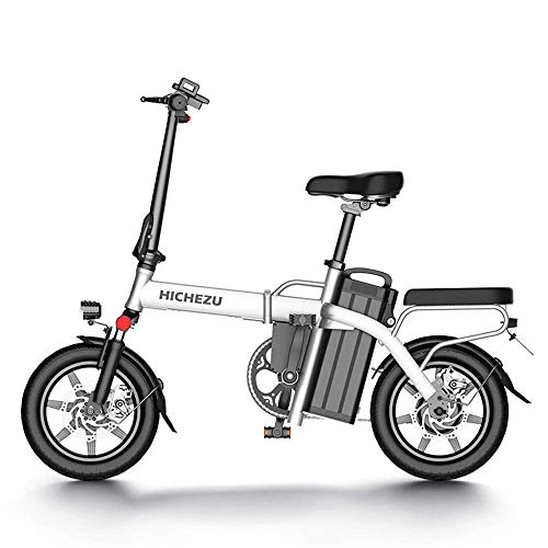 Bicicletas eléctrica : LIUJIE Bicicleta eléctrica retráctil, Bicicleta eléctrica de 350 W y 48 V, Bicicleta eléctrica de 15 mph, con Asistencia de Pedal y batería extraíble de Iones de Litio, Alcance de 31 Millas, Blanco