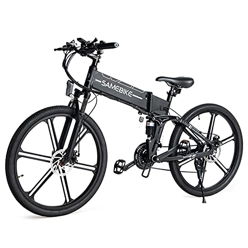 Bicicletas eléctrica : Lixa-da Bicicleta Eléctrica Plegable de 26 Pulgadas con Motor Sin Escobillas de 500 W Bicicleta Eléctrica Asistida de 48 V 10 Ah con Frenos de Disco Doble Suspensión Amortiguador de Horquilla
