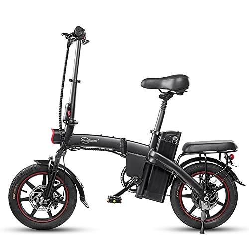 Bicicletas eléctrica : Lixa-da Bicicleta Eléctrica Plegable de 350W y 14 Pulgadas, Ciclomotor Eléctrico Asistido, con Batería Extraíble de 7.5AH, Rango de 40 km para Desplazamientos, Compras, Viajes
