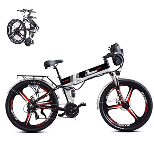 Bicicletas eléctrica : LJYY Bicicleta de montaña eléctrica Plegable para Adultos, 26 Pulgadas Fat Tire Ebike 48V 350W 10.4AH Batería de Litio extraíble Bicicleta eléctrica asistida por Viaje Bicicleta Plegable MTB Fren