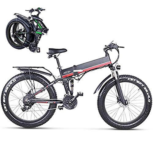 Bicicletas eléctrica : LJYY Bicicleta de montaña eléctrica Plegable para Adultos, Bicicleta eléctrica de 26 Pulgadas para Adultos, Bicicleta eléctrica de Alta Velocidad de 48 V, 1000 W, batería de Litio extraíble de 12