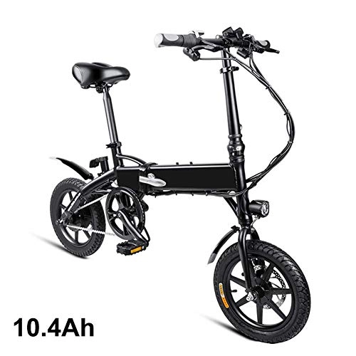 Bicicletas eléctrica : LKLKLK - Bicicleta elctrica Plegable con Ruedas de Seguridad, Ajustable, porttil, para Ciclismo, Color Negro