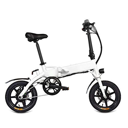 Bicicletas eléctrica : LKLKLK - Bicicleta eléctrica Plegable y Segura, Ajustable, portátil, para Ciclismo, montaña, Color Blanco