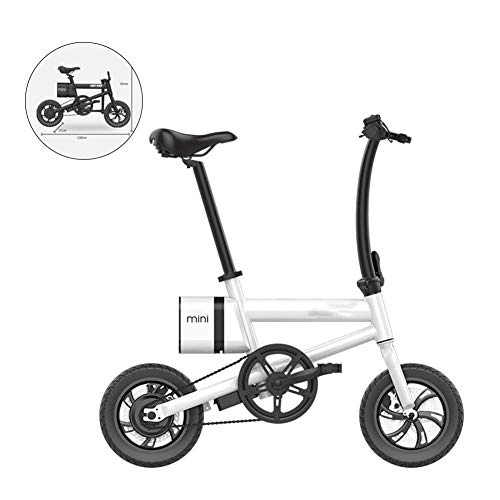 Bicicletas eléctrica : LKLKLK - Mini batera de Litio para Bicicleta elctrica de aleacin de Aluminio, 36 V, 6 Ah, con Pantalla LCD para Instrumentos, Frenos de Disco Delanteros y Traseros (Plegable), Color Blanco