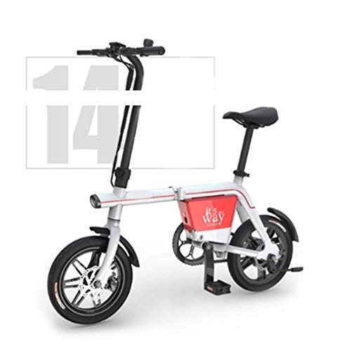 Bicicletas eléctrica : LKLKLK - Mini Bicicleta elctrica de aleacin de Aluminio de 48 V 4 Ah / 8 Ah batera de Litio Faros de induccin Inteligentes multifuncin (Plegable)