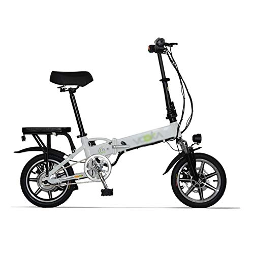 Bicicletas eléctrica : LOMJK Bicicleta de montaña de Bicicleta eléctrica Plegable, con batería de Iones de Litio de 48V 12Ah, Motor 300W, 70-150km City Mountain Bike Booster (Color : White)