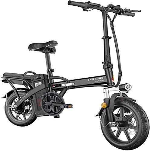Bicicletas eléctrica : LOPP 10AhEbike E-Bike Fast E-Bikes para adultos Bicicleta eléctrica de 14 pulgadas con motor inversor, bicicleta de ciudad de 48 V velocidad máxima 25 km / h (color: negro)