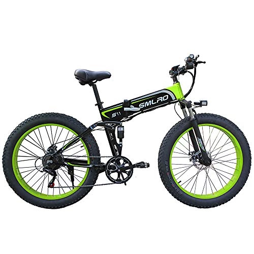 Bicicletas eléctrica : LOSA Bicicleta Plegable eléctrica de montaña de la Bicicleta, el Interruptor de Control automático de 48V 10Ah 350W Motor / Rueda de 26 Pulgadas LCD Inteligente con una Sola tecla, Black Green