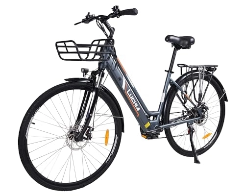 Bicicletas eléctrica : LUCHIA Bicicleta Eléctrica para Adultos, Bici eléctrica Urbana de 28" Motor de 250W Batería de 36V / 10Ah E-Bike, Transmisión de 6 velocidades Shimano Frenos de Disco Doble Ebike