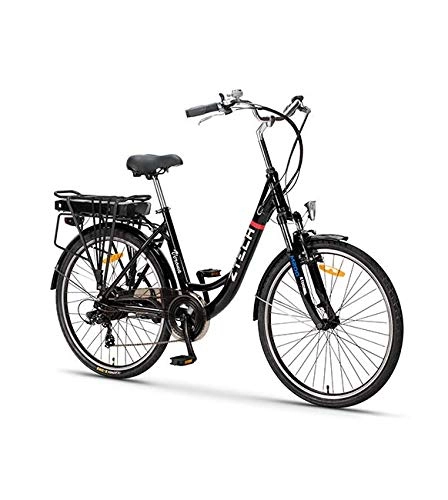 Bicicletas eléctrica : Lunex Bicicleta elctrica ZT-34 Verona 25 km / h, Bicicleta de Ciudad, Pedalear (Negro)