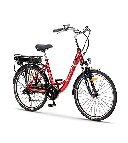 Bicicletas eléctrica : Lunex Bicicleta elctrica ZT-34 Verona 25 km / h, Bicicleta de Ciudad, Pedalear (Rojo)