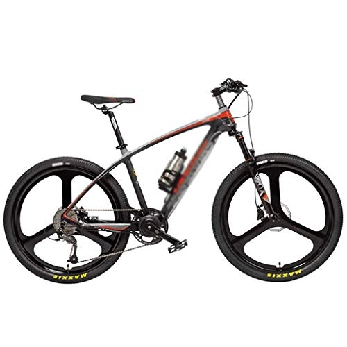 Bicicletas eléctrica : LUO Bicicleta Eléctrica 26 Pulgadas Bicicleta Eléctrica 240W 36V Batería Extraíble Marco de Fibra de Carbono Freno de Disco Hidráulico Sensor de Par Pedal Assist Bicicleta de Montaña, Negro Rojo