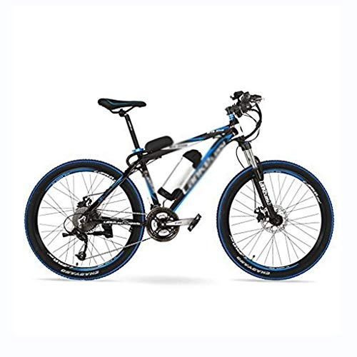 Bicicletas eléctrica : LUO Bicicleta Eléctrica, Bicicleta Asistida Eléctrica 500W 48V 10Ah, Bicicleta de Montaña Big Power de 26 ', 27 Velocidades, 30~40 Km / H, Horquilla de Suspensión, Freno de Disco, Azul Negro