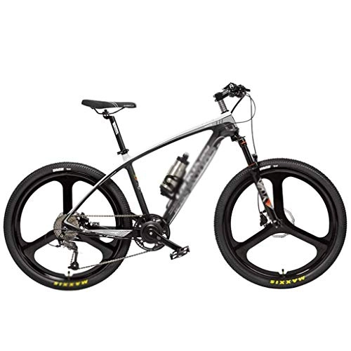Bicicletas eléctrica : LUO Bicicleta Eléctrica de 26 Pulgadas 240W 36V Batería Extraíble Marco de Fibra de Carbono Freno de Disco Hidráulico Sensor de Par Sensor de Pedal Ayuda Bicicleta de Montaña, Blanco Negro