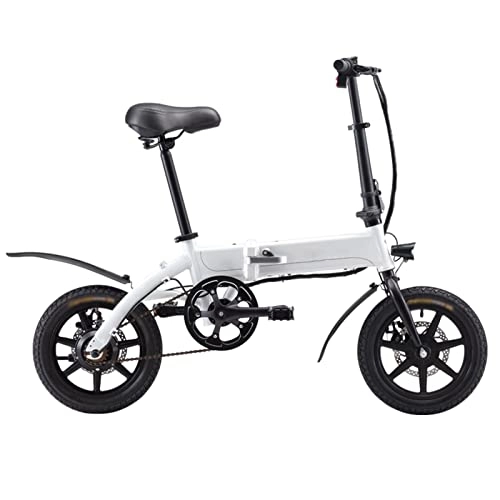 Bicicletas eléctrica : LWL Bicicleta eléctrica plegable de 250 W para adultos, ligera, de aleación de aluminio, de 14 pulgadas, bicicleta eléctrica de litio de 36 V (color: blanco plateado, tamaño: velocidad única)