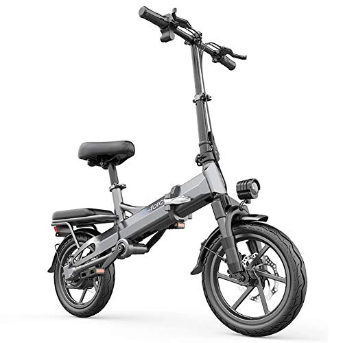 Bicicletas eléctrica : LY Bicicletas EléCtricas Plegables 14"Adultos con BateríA Litio ExtraíBle Gran Capacidad 48V 400W, Gray