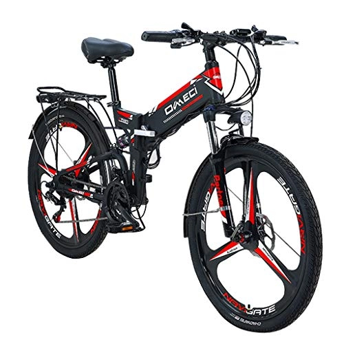 Bicicletas eléctrica : LYRWISHJD Urbano De Cercanías Eléctrico Bicicletas For Adultos Playa Nieve E-Bici De Montaña Bicicleta Eléctrica De 48V con 10AHRemovable De Litio-Ion De 300 W Potencia del Motor (Color : Black)