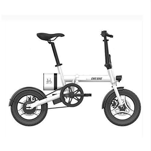 Bicicletas eléctrica : LYXQQ Bicicleta Elctrica Plegable, Motor 250 W, Velocidad Mxima 20Km / H, 14 Pulgadas Bicicleta Urbana Plegable, Bicicleta Plegables Adultos 120 Kg Carga til Electricidad Pura 30 Km, Blanco