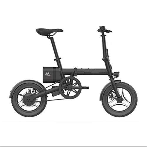 Bicicletas eléctrica : LYXQQ Bicicleta Elctrica Plegable, Motor 250 W, Velocidad Mxima 20Km / H, 14 Pulgadas Bicicleta Urbana Plegable, Bicicleta Plegables Adultos 120 Kg Carga til Electricidad Pura 30 Km, Negro
