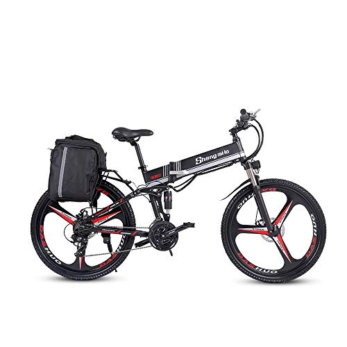 Bicicletas eléctrica : M80 Bicicleta electrica 48V250W S-h-i-m-a-n-o 21 EBike portátil Plegable para desplazamientos y Ocio Suspensión Delantera Delantera Asistente de Pedal Bicicleta Unisex (Negro)