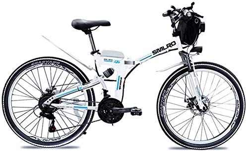 Bicicletas eléctrica : Macro ATV elctrico QDWRF, 500W de la batera 26 '' Bicicleta elctrica AC 36V 8AH / AH de Litio 10 / 15 para Adultos, 21 Marchas, Blanco, 36V15AH500W