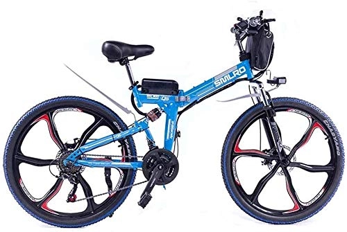 Bicicletas eléctrica : Macro Integrado de Ruedas elctrica ATV 350W 26 '' Bicicleta elctrica AC 48V 8AH / 15.10 AH Iones de Litio para Adultos, 21 Velocidad, Azul, 48V15AH350W