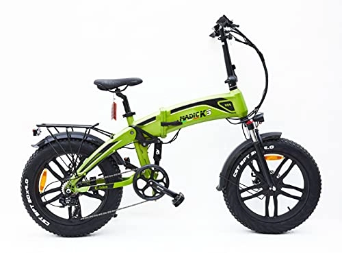 Bicicletas eléctrica : Madicks - Bicicleta eléctrica plegable con doble amortiguación, color verde, 250 W