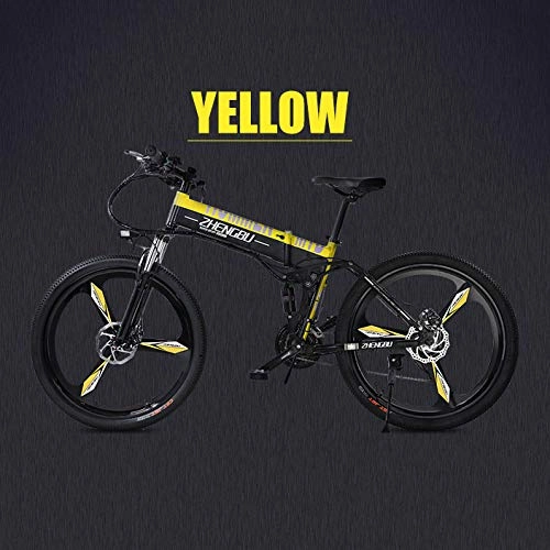 Bicicletas eléctrica : MDDCER Suspensión Medidor Nueva Eléctrica Plegable Bycicles- 48V 10Ah 400W LED Inteligente MTB Dirtbike Vespa Completa Mountainbike Ebikes Wiht Aleación Magnesio Ruedas (27 Velocidad) Yellow