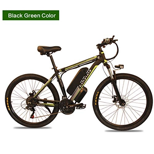 Bicicletas eléctrica : MICAKO 26" Bicicleta eléctrica de montaña, Batería 36V E-Bike Sistema de Transmisión de 7 Velocidades con Linterna con Batería de Litio Desmontable con 2 Modos de Trabajo, Verde