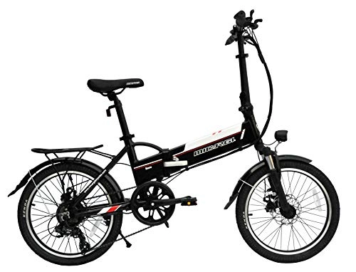 Bicicletas eléctrica : Micargi Bicicleta elctrica Plegable de 20 Pulgadas con 7 velocidades de Cambio, Bicicleta elctrica con batera de 36 V 8.8 Ah y Motor de 250 W para Adultos, Unisex Adulto, Negro