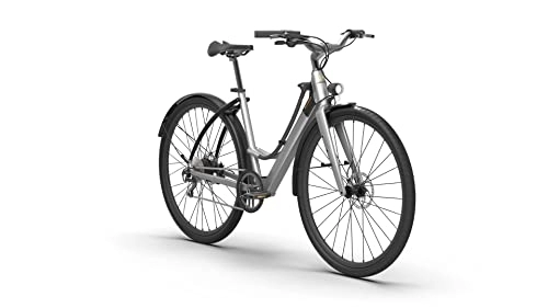 Bicicletas eléctrica : milanobike Bicicleta eléctrica ligera de la ciudad SAUDADE 3 velocidades con FRAMEBLOCK y FRAMECARE (S / M, Gris)
