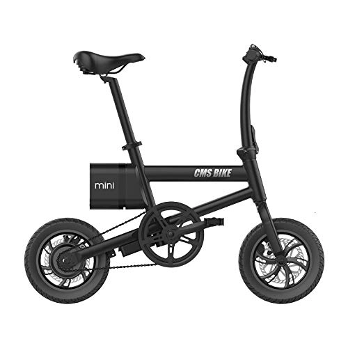 Bicicletas eléctrica : Mini 12inch Mini Bicicleta eléctrica Plegable 250w pequeña Bicicleta Plegable Adultos-Negro