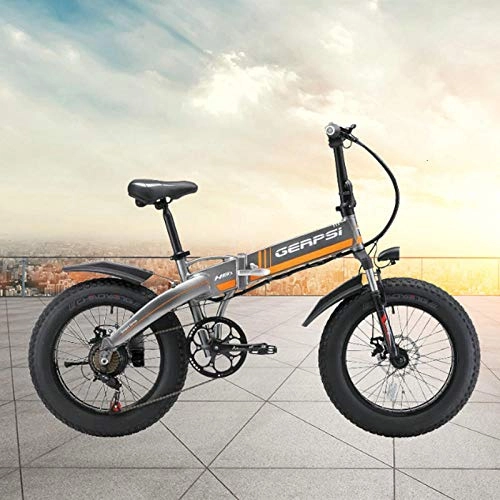 Bicicletas eléctrica : Minkui Bicicleta de montaña eléctrica e Bicicleta aleación de Aluminio 4.0 neumático Gordo Bicicleta eléctrica Playa Nieve Bicicleta eléctrica Plegable 20 Pulgadas e Bicicleta-Gris