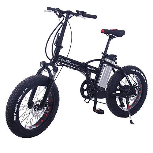 Bicicletas eléctrica : Minkui Bicicleta eléctrica Plegable de 20 Pulgadas 48V12ah batería de Litio Bicicleta de montaña 4.0 neumático Ancho Moto de Nieve Fuera de Carretera-Negro
