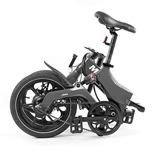 Bicicletas eléctrica : MiRiDER Bicicleta eléctrica plegable One de 16 pulgadas, unisex, para hombre y mujer, para creadores de tendencia, modelo de 2019 (gris, altura del conductor hasta 175 cm)