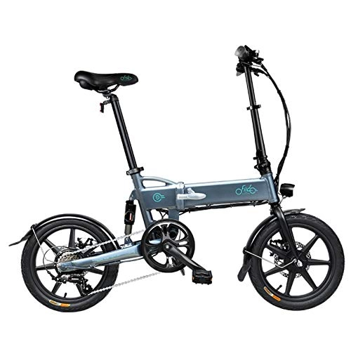 Bicicletas eléctrica : MMCC Bicicleta eléctrica plegable de 16 pulgadas, para adultos, portátil, fácil de almacenar en caravana, autocaravana, barco, coche (color: gris)