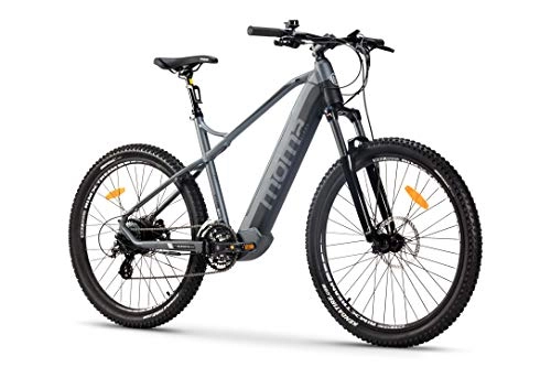 Bicicletas eléctrica : Moma Bikes Bicicleta de Montaa E-MTB 27, 5", Suspension simple, M-L con Bateria integrada, Adultos Unisex, Gris, 27.5