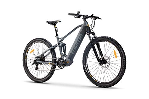 Bicicletas eléctrica : Moma Bikes Bicicleta Eléctrica E-MTB 29" Full Suspension, Shimano 24vel, frenos hidráulicos, batería Litio 48V 13Ah (624Wh)