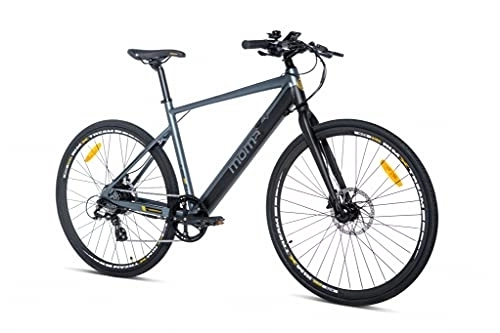 Bicicletas eléctrica : Moma bikes E-ROAD, Equipped Full Shimano, Frenos de disco Hidráulicos, Batería Litio SAMSUNG integrada y extraíble de 36V 10Ah