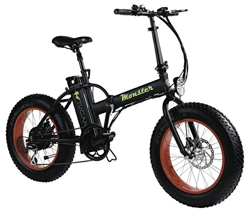 Bicicletas eléctrica : Monster 20 - Bicicleta Elctrica Plegable - 20 Pulgadas - Motor 500W, 48V-12ah - Display LED con 9 Niveles de Ayuda - Chasis en Aluminio (Negro)