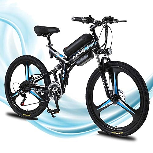 Bicicletas eléctrica : MRMRMNR 26 Pulgadas Bicicleta Eléctrica Plegable De Montaña 36V 350W E- City E-Bike 26 Velocidad Bicicleta De Montaña Eléctrica Bicicleta Gorda, 3 Modos De Conducción, Faros LED Adaptables