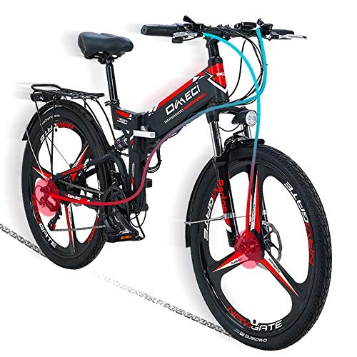 Bicicletas eléctrica : MRMRMNR 48V 300W 10AH 21 Velocidades Montaña Plegable E-Bike 26 Pulg Bicicletas Eléctricas, Amortiguador Ajustable, Gran Pantalla LCD, Posicionamiento GPS