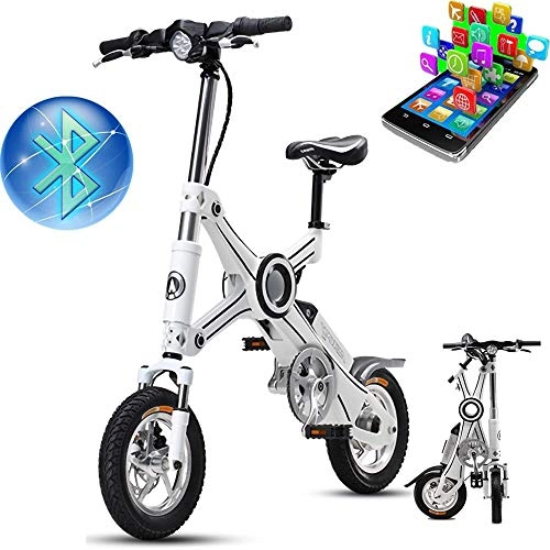 Bicicletas eléctrica : MRMRMNR Bicicletas Electricas Plegables para Hombre Y Mujer 36V 250W Portátil Inteligente Bici Plegable Adulto, Faros LED Inteligentes, Conexión Bluetooth, Control Remoto, Plegado En 1 Segundo