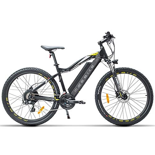 Bicicletas eléctrica : MSEBIKE 27.5 Pulgadas Bicicleta eléctrica, Bicicleta de montaña 400W 48V 13Ah, Asistente de Pedal de 5 Niveles, Horquilla de suspensión, Freno de Disco de Aceite (Black)