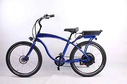 Bicicletas eléctrica : mvil 500W 48V 10.4AH Bicicleta elctrica 26'x2.125 Bicicleta Cruiser 7 Velocidad Shimano Desviador Snow Beach eBike Bicicleta Sistema de Freno de Disco mecnico Azul